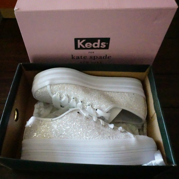New - Keds Women's Triple Up Celebration Sequins Sneakers by Kate Spade Collar - Picture 1 of 7